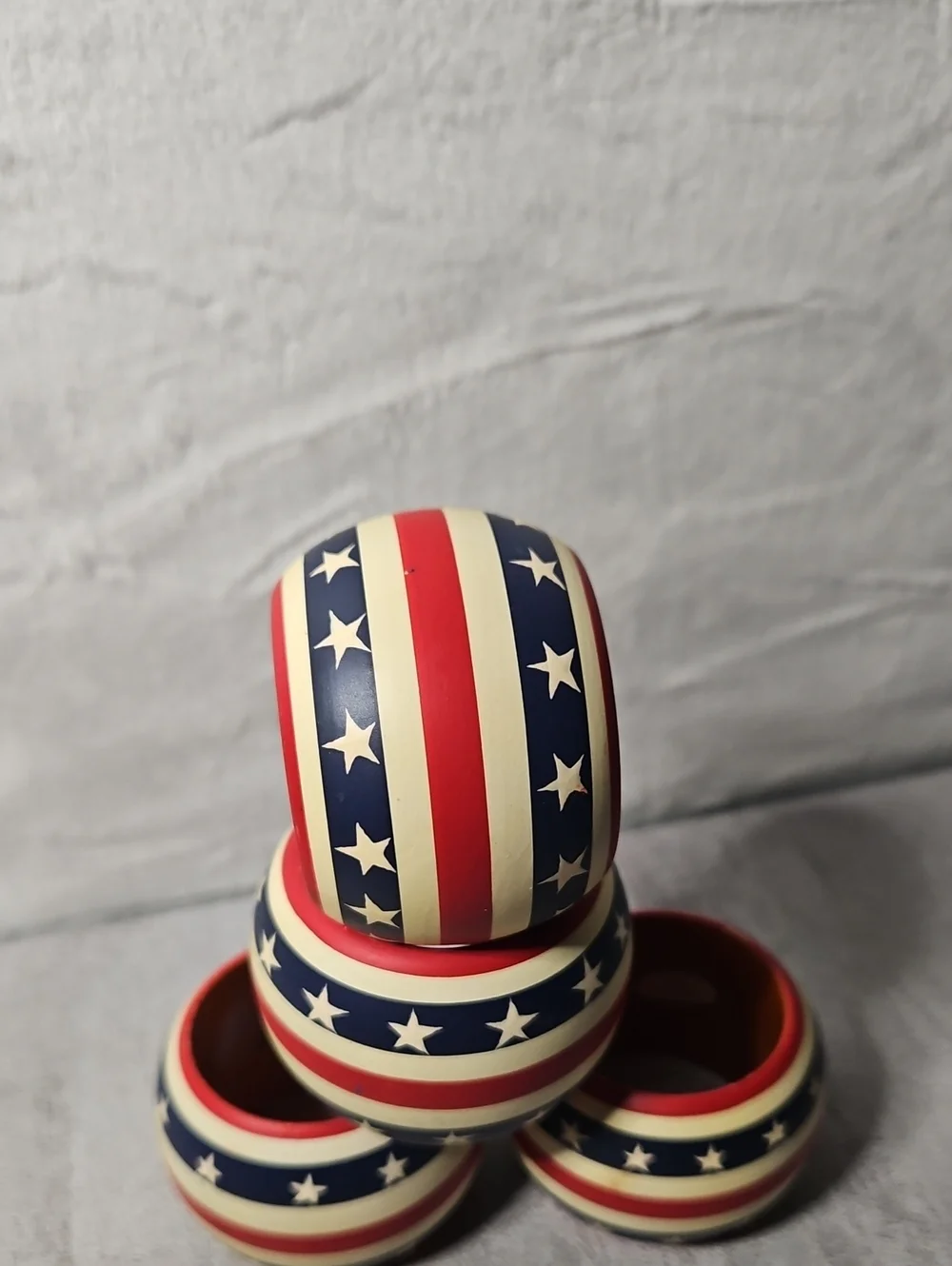 Patriotic Stars & Stripes Wooden Napkin Rings
